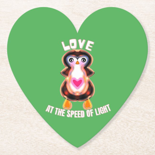Porta-copo De Papel Pinguim Presente Amor à Velocidade da Luz (Frente)