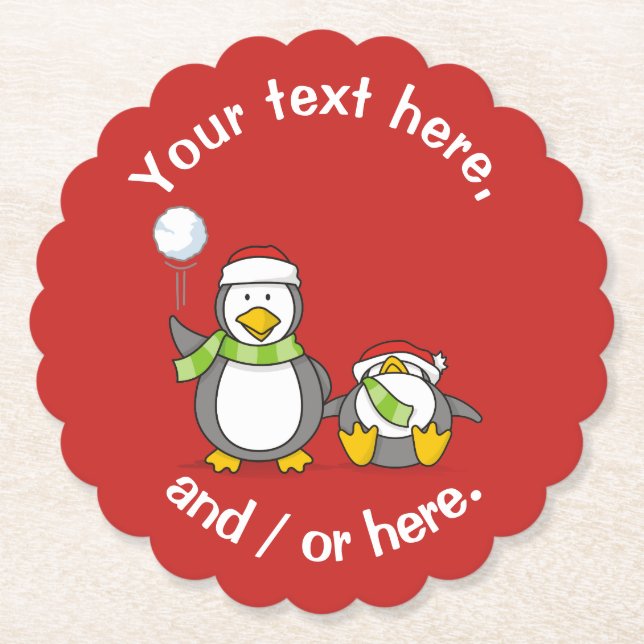 Porta-copo De Papel Pinguins de neve de Natal (Frente)