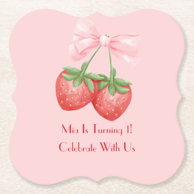 Porta-copo De Papel Pink strawberry  (Frente)