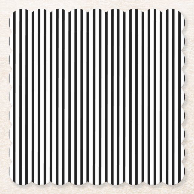 Porta-copo De Papel Pinstripe fina branca e preto (Frente)