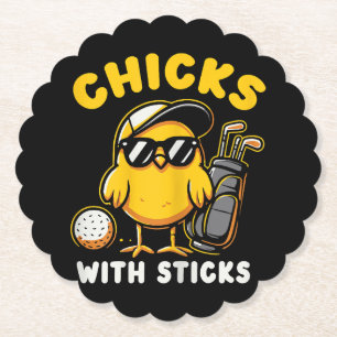 Porta-copo De Papel Pintinhos Com Sticks Golfer Girl Gol