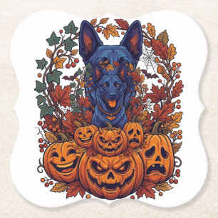 Porta-copo De Papel Pitbull Azul Abóboras de Halloween Folhas de Outon