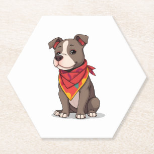 Porta-copo De Papel Pitbull Bonito com Cão Adorável Bandana Gif
