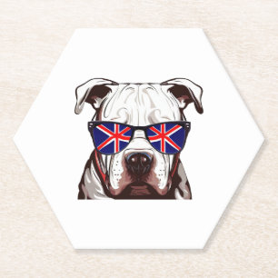 Porta-copo De Papel Pitbull Vestindo os óculos de sol da Union Jack