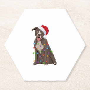 Porta-copo De Papel Pittie Pitbull Natal Luzes Xmas Cachorro Lover