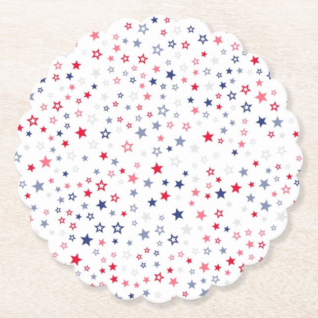 Porta-copo De Papel Placas de papel para estrelas vermelhas, brancas e (Frente)