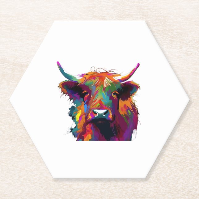 Porta-copo De Papel planalto Vaca, vaca, vaca em terras altas, lindas  (Frente)