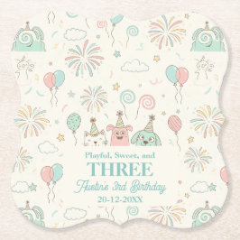 Porta-copo De Papel Playful Sweet and Three Kids Birthday