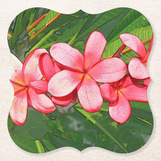 Porta-copo De Papel Plumerias rosa (Frente)