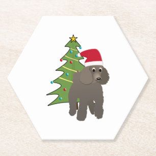 Porta-copo De Papel Poodle de Cartoon em Santa Hat