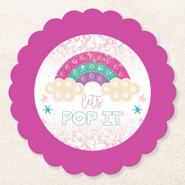 Porta-copo De Papel Pop It Birthday Rainbow Girl (Frente)