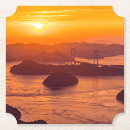 Porta-copo De Papel Pôr do sol em Kurushima Kaikyo Bridge e Kurushi