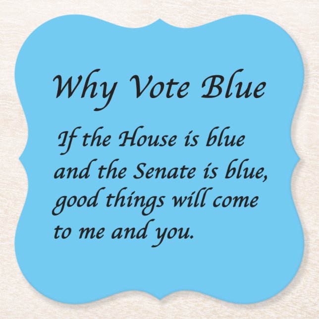 Porta-copo De Papel Por que votar azul em 2024 (Frente)