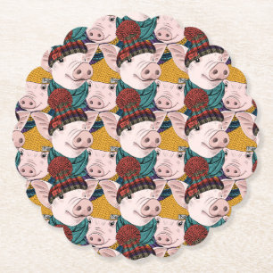 Porta-copo De Papel Porcos com teste padrão dos chapéus