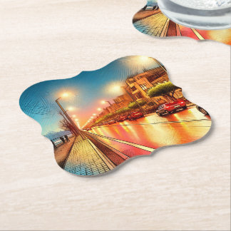 Porta-copo De Papel Porta copos com cidade noturna