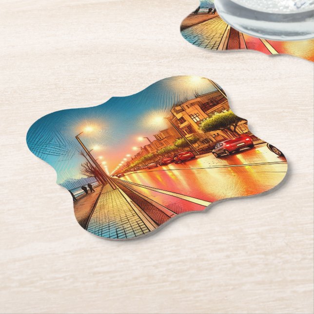 Porta-copo De Papel Porta copos com cidade noturna (Angular)