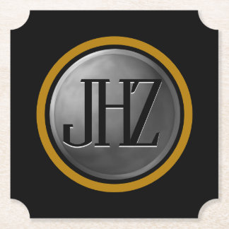 Porta-copo De Papel Porta copos de monograma Dourada Elegante Black Si