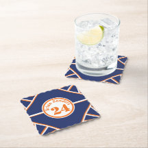 Porta copos de papel azul e laranja inspirado no e