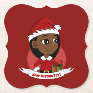 Porta-copo De Papel Porta copos de papel de cartoon de moça de natal p