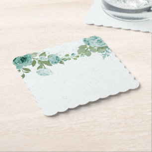 Porta-copo De Papel porta copos de papel verde-flores azuis românticas