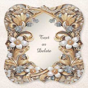 Porta-copo De Papel Porta copos decorativa de papel branco Dourado