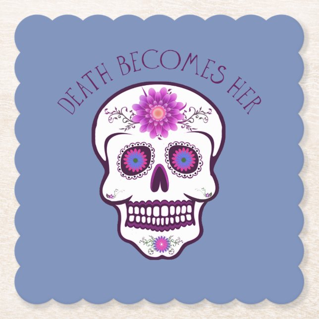 Porta-copo De Papel Porta copos do crânio do açúcar (Frente)