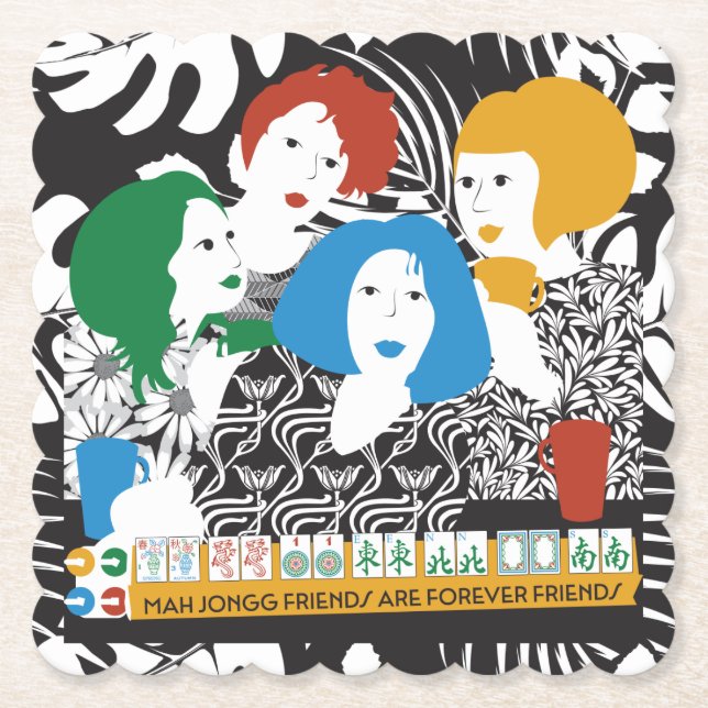 Porta-copo De Papel Porta copos Mah Jong Amigos (Frente)