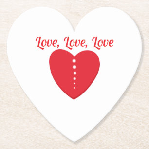 Porta-copo De Papel Porta copos Vermelho Coração e Pontos