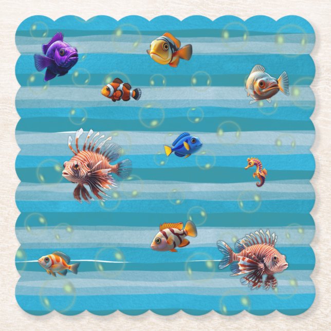 Porta-copo De Papel Portas copos de papel em prato de peixe (Frente)