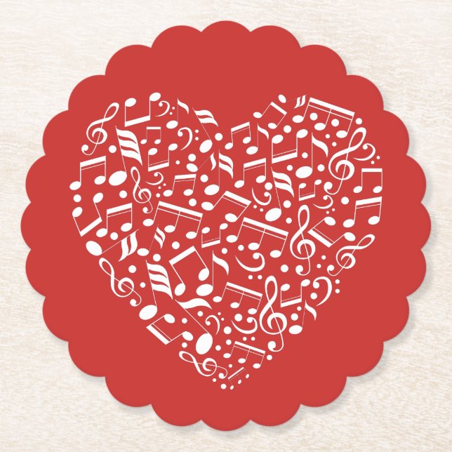 Porta-copo De Papel Portas copos de papel personalizado Musical Heart (Frente)