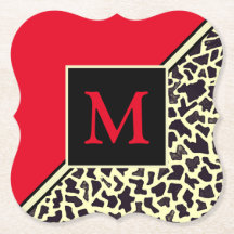 Portas copos-leopardo Vermelho Monograma Personali