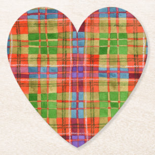 Porta-copo De Papel PORTAS COPOS MAC RAE TARTAN Heart Paper