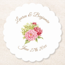 Porta-copo De Papel Pousa-copos de papel floral Hortênsias e Peônias