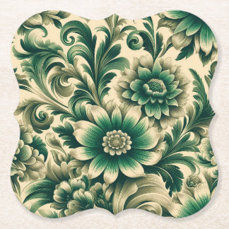 Porta-copo De Papel Pousa-Copos de Papel Floral Verde Clássico – Mais