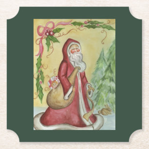 Porta-copo De Papel Pousa-copos Natal Papa Noel Vintage