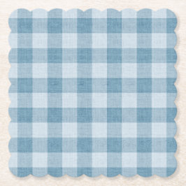 Porta-copo De Papel Powder Blue Gingham Buffalo Check Linen Texture