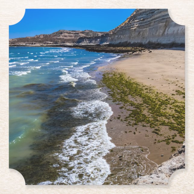 Porta-copo De Papel Praia em Puerto Piramides, Argentina (Frente)