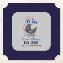 Porta-copo De Papel Pram de aquarela vítrea é chá de fraldas2