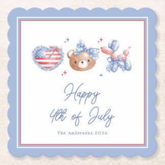 Porta-copo De Papel Preppy Watercolor Bows 4th Of July Invitation