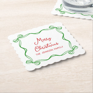 Porta-copo De Papel Presente de Natal de Arco Desenhado à Mão Branca