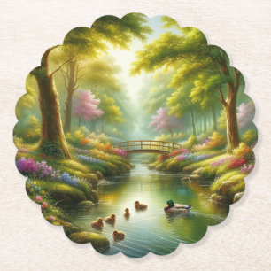 Porta-copo De Papel Primavera com patos/flores