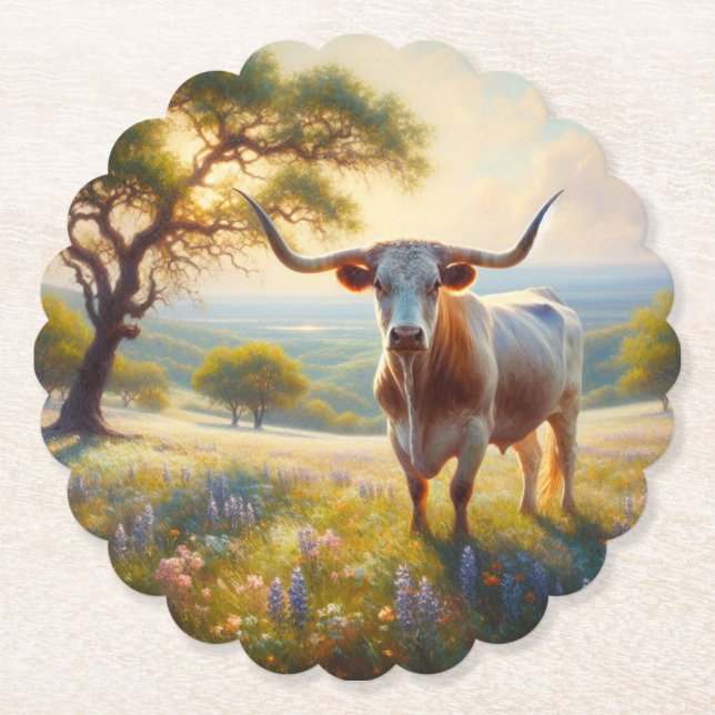 Porta-copo De Papel Primavera do Texas longhorn (Frente)