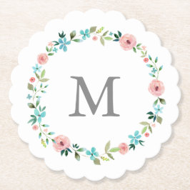 Porta-copo De Papel Primavera Floral Wreath Monograma
