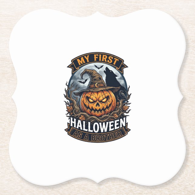 Porta-copo De Papel Primeiro Halloween como Irmão Pumpkin Wolf Moon_1 (Frente)