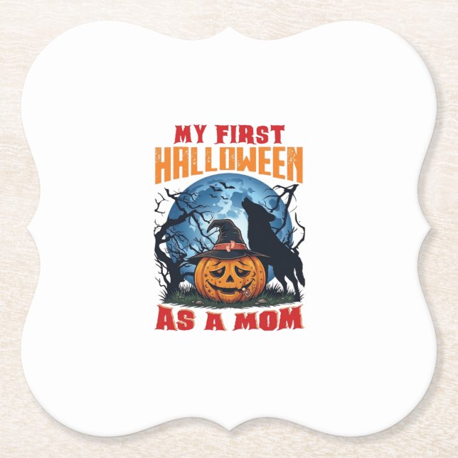Porta-copo De Papel Primeiro Halloween Como Mãe Abóbora Lobo Lua_1 (Frente)