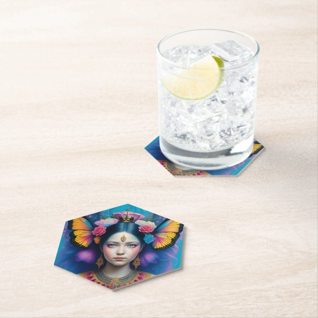 Porta-copo De Papel Princesa borboleta com pequena coroa (Insitu)