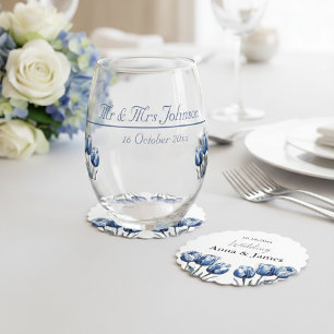 Porta-copo De Papel Programa de Casamento de Tulipas Azul Delft