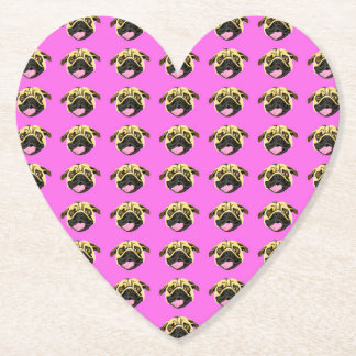 Porta-copo De Papel Pug Apoios de Copo Rosa Choque