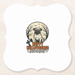 Porta-copo De Papel Pug Halloween Doces ou Travessuras Desenho de Grav