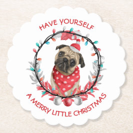 Porta-copo De Papel Pug Tenha um Natal Feliz